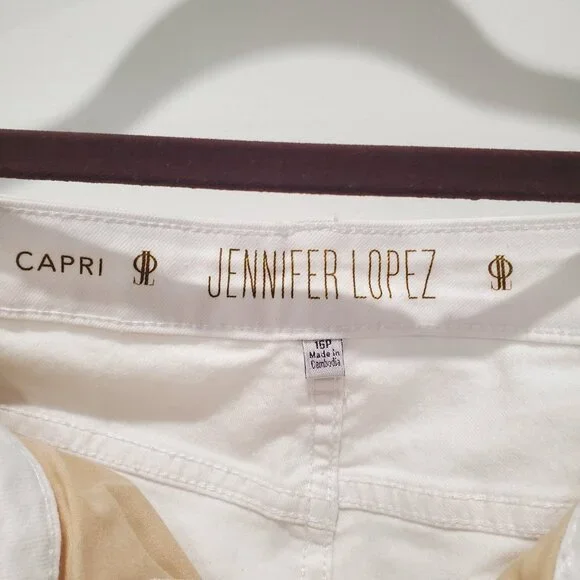 Jennifer Lopez White Cotton Spandex Blend Capri 5 Pocket Style Jeans   16P - Picture 10 of 10